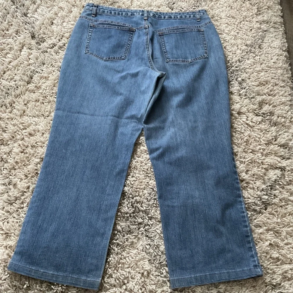 LA Blues Stretch‎ Medium Wash Straight Leg Capri Jeans 14P Blue Denim Mid Rise
